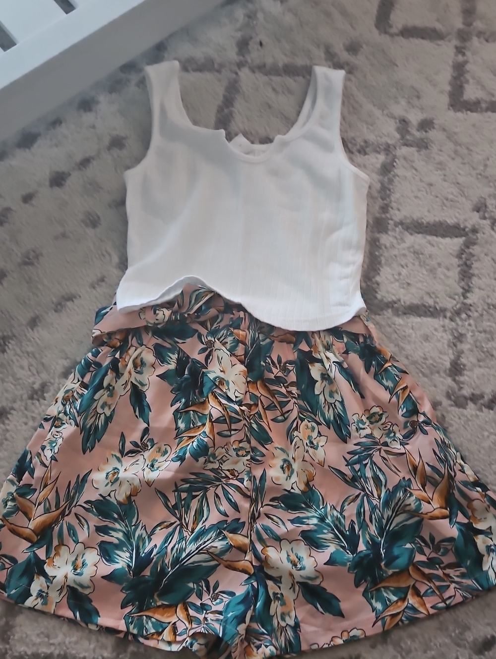 Floral A-Line Skirt in Blush Pink